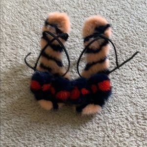 Fendi open toe stiletto with real fur! Size 37